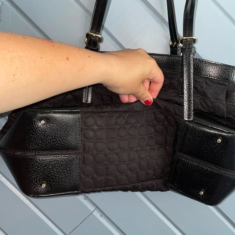 Kate Spade black quilted leather trim diaper bag